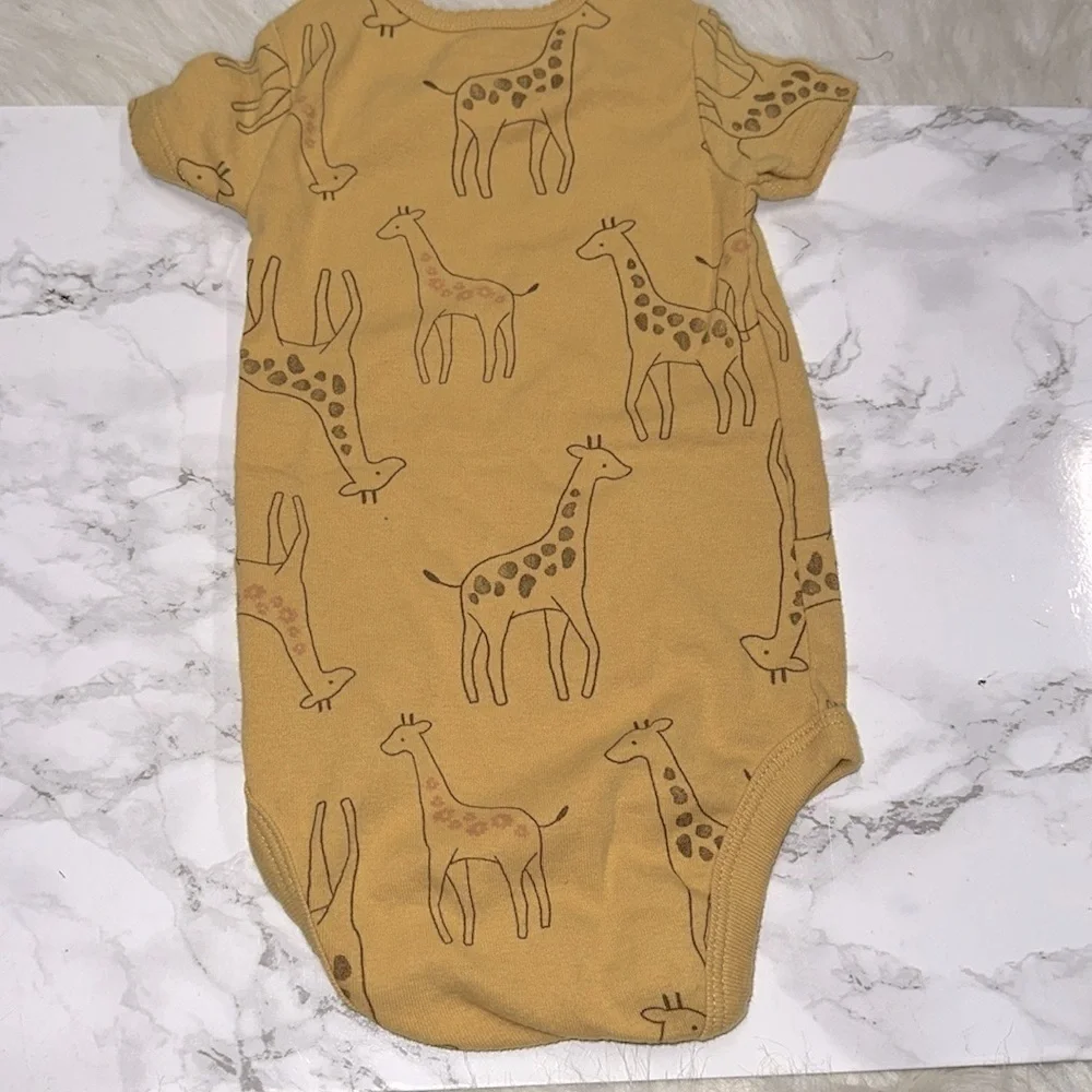 Carters Yellow Giraffe Print baby One Piece size 3-6 months